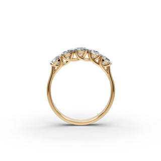 0.95 ct Round Lab Grown Diamond Five Stone Band in yellow gold, view 2