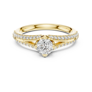 round diamond pavé crossover ring in yellow gold

