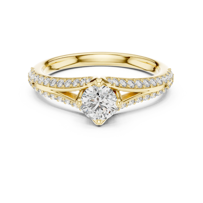 round diamond pavé crossover ring in yellow gold
