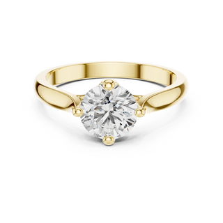 round lab grown diamond solitaire engagement ring in yellow gold