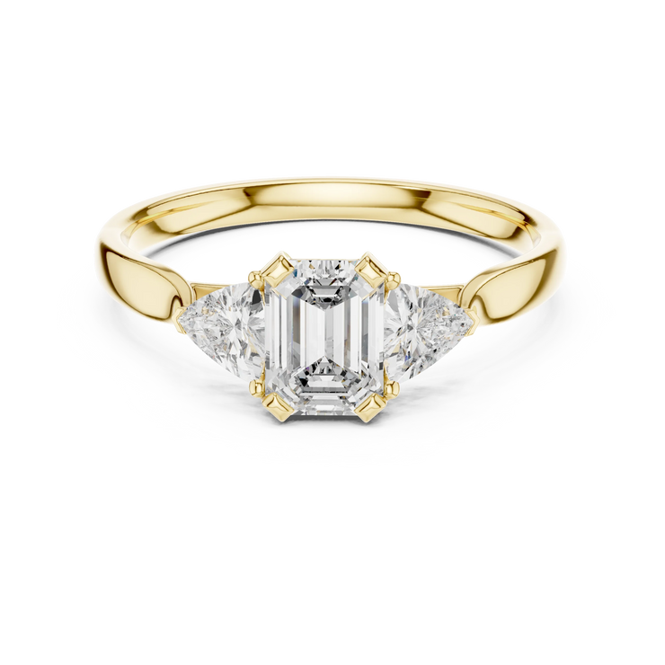 Emerald Lab Grown Diamond Three Stone Engagement Ring