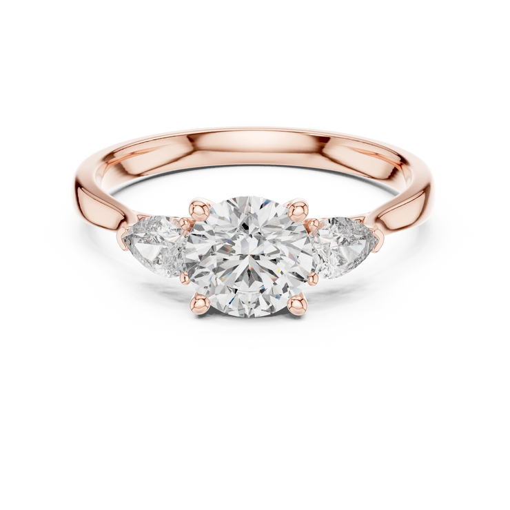 Round Lab Grown Diamond Three Stone Engagement Ring