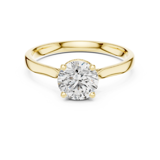 round diamond hidden halo engagement ring in yellow gold
