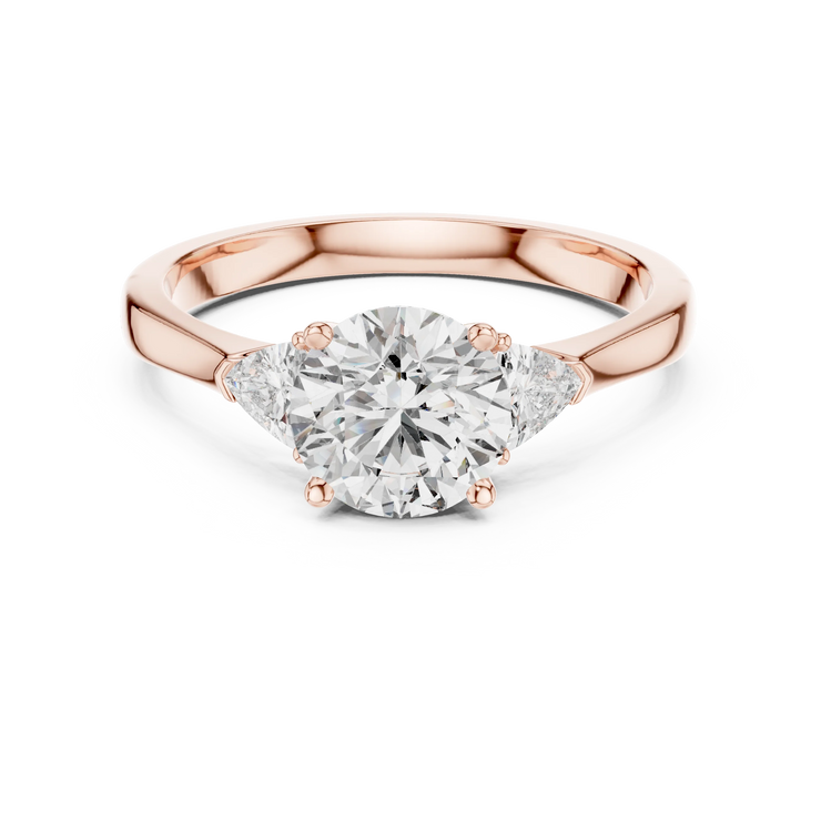 Round Lab Grown Diamond Three Stone Engagement Ring