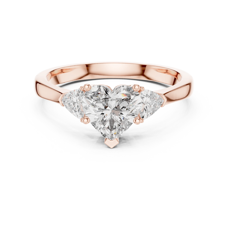 Heart Lab Grown Diamond Three Stone Engagement Ring
