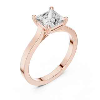 princess diamond tapered-band ring in rose gold
