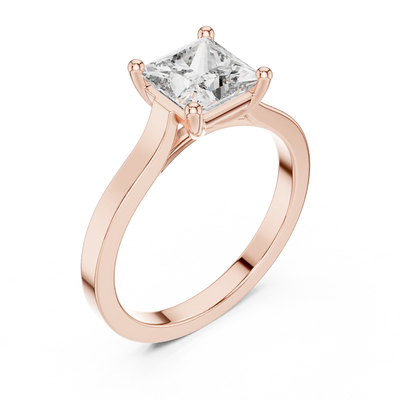 princess diamond tapered-band ring in rose gold
