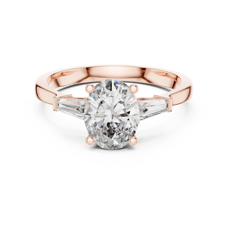 Oval Lab Grown Diamond Tapered Baguette Engagement Ring