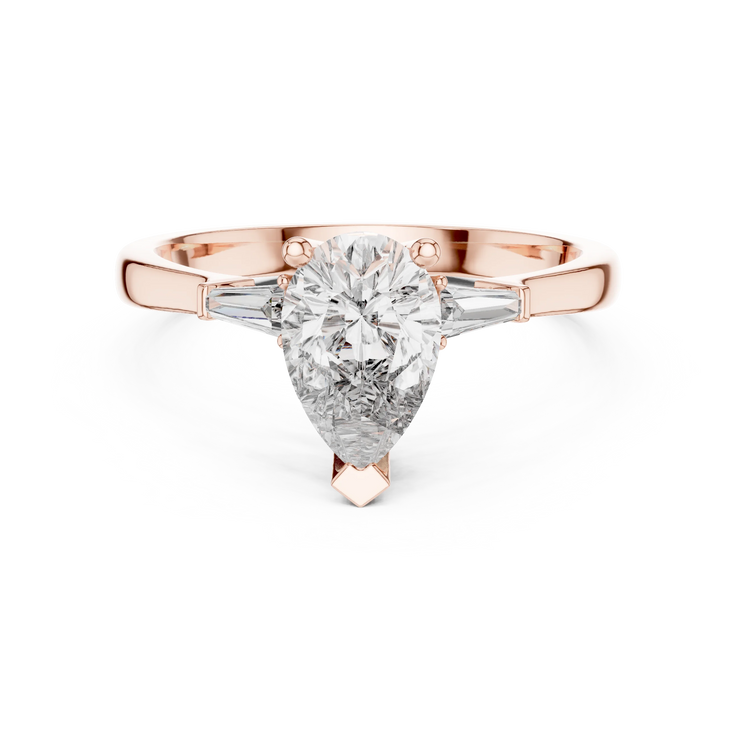 Pear Lab Grown Diamond Tapered Baguette Engagement Ring