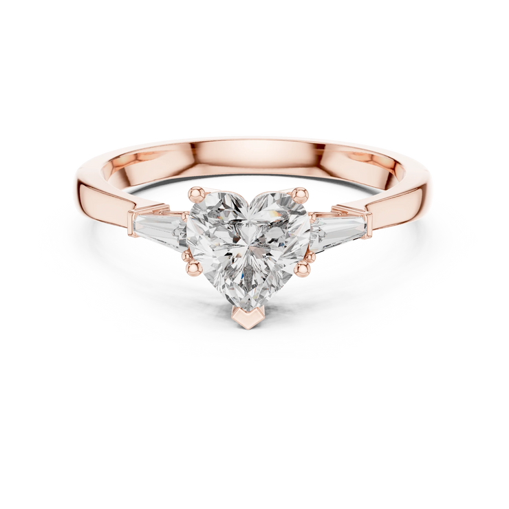 Heart Lab Grown Diamond Tapered Baguette Engagement Ring
