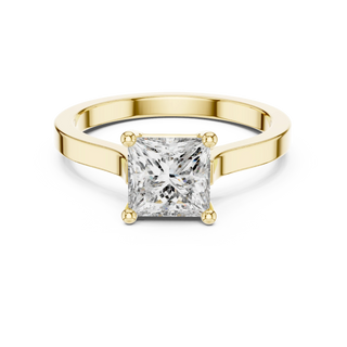 princess diamond tapered-band ring in yellow gold
