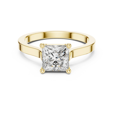 princess diamond tapered-band ring in yellow gold
