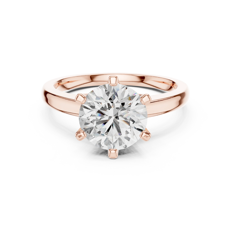 Round Lab Grown Diamond Six-Prong Cathedral Engagement Ring