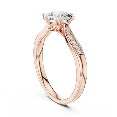 round diamond graduated pavé ring in rose gold
