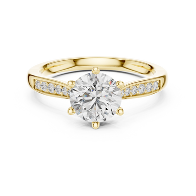 round diamond graduated pavé ring in yellow gold
