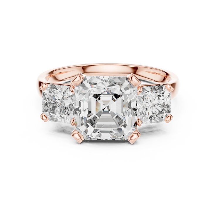 Emerald Lab Grown Diamond Radiant Accent Engagement Ring