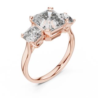 emerald diamond radiant accent ring in rose gold

