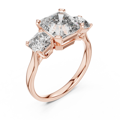 emerald diamond radiant accent ring in rose gold
