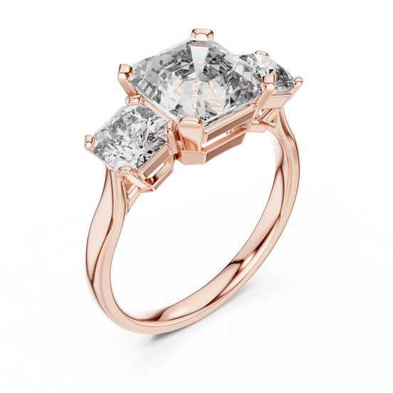 emerald diamond radiant accent ring in rose gold

