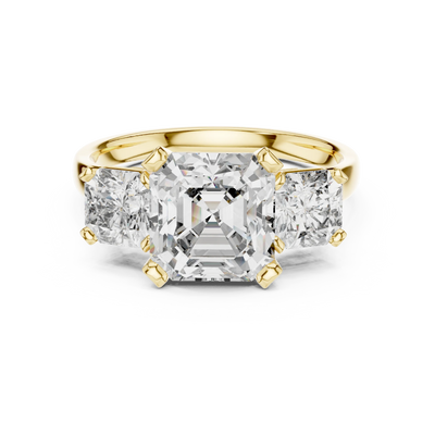 emerald diamond radiant accent ring in yellow gold
