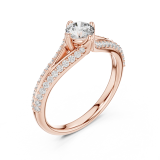 round diamond pavé crossover ring in rose gold
