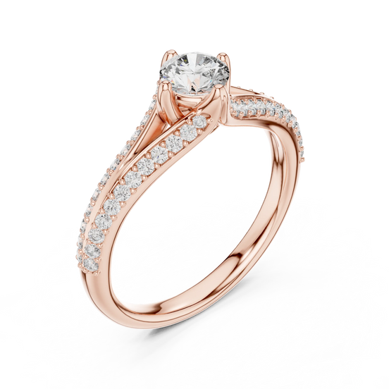 round diamond pavé crossover ring in rose gold
