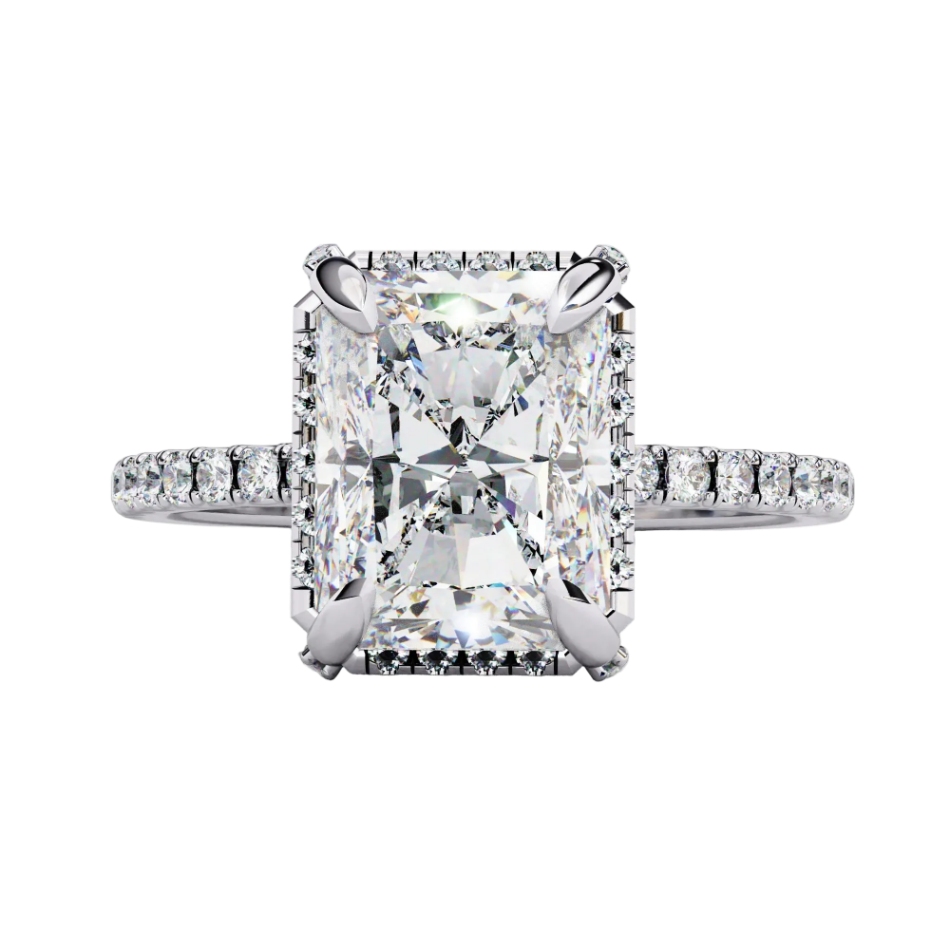 Radiant Lab Grown Diamond Hidden Halo Pavé Engagement Ring