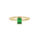 Emerald cut green gemstone halo ring with round lab grown diamond halo in rose gold