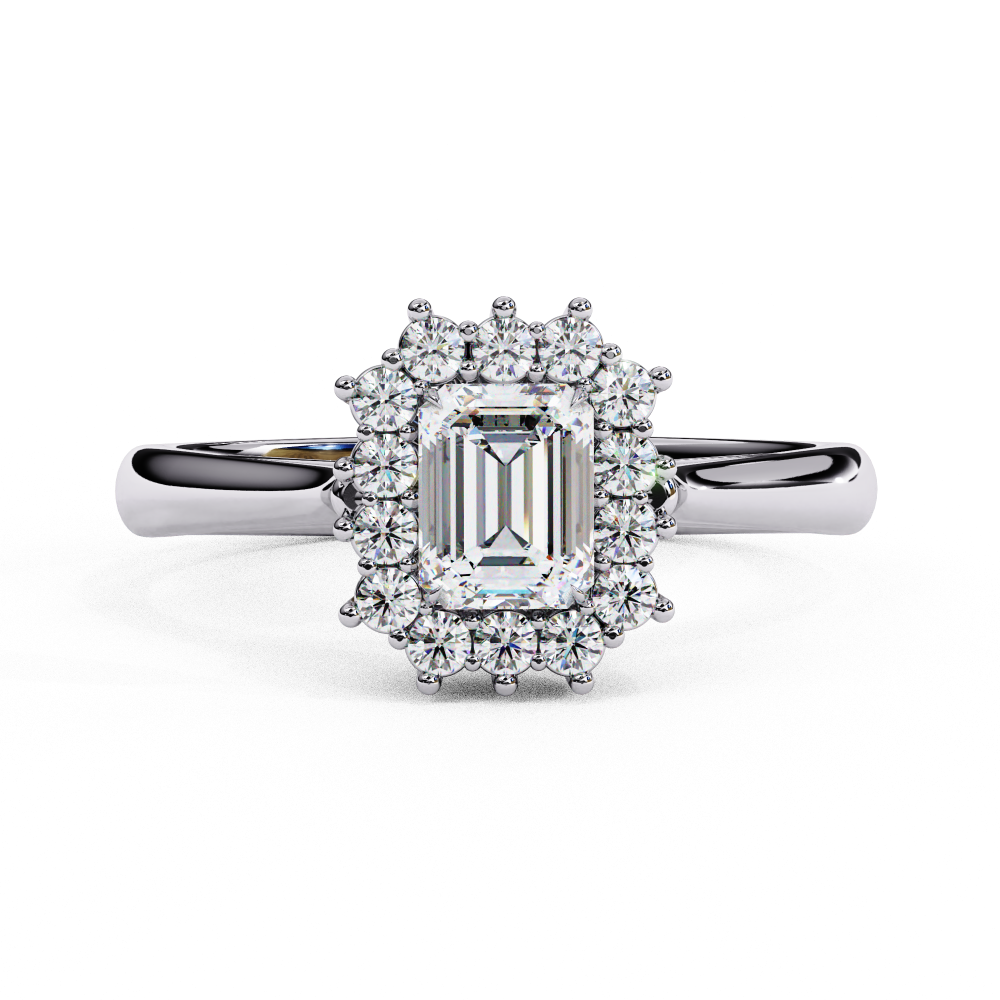 Art Deco Emerald Halo Diamond Ring