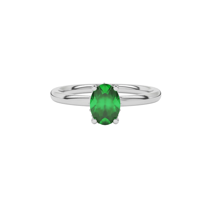 Oval Hidden Halo Gemstone Ring
