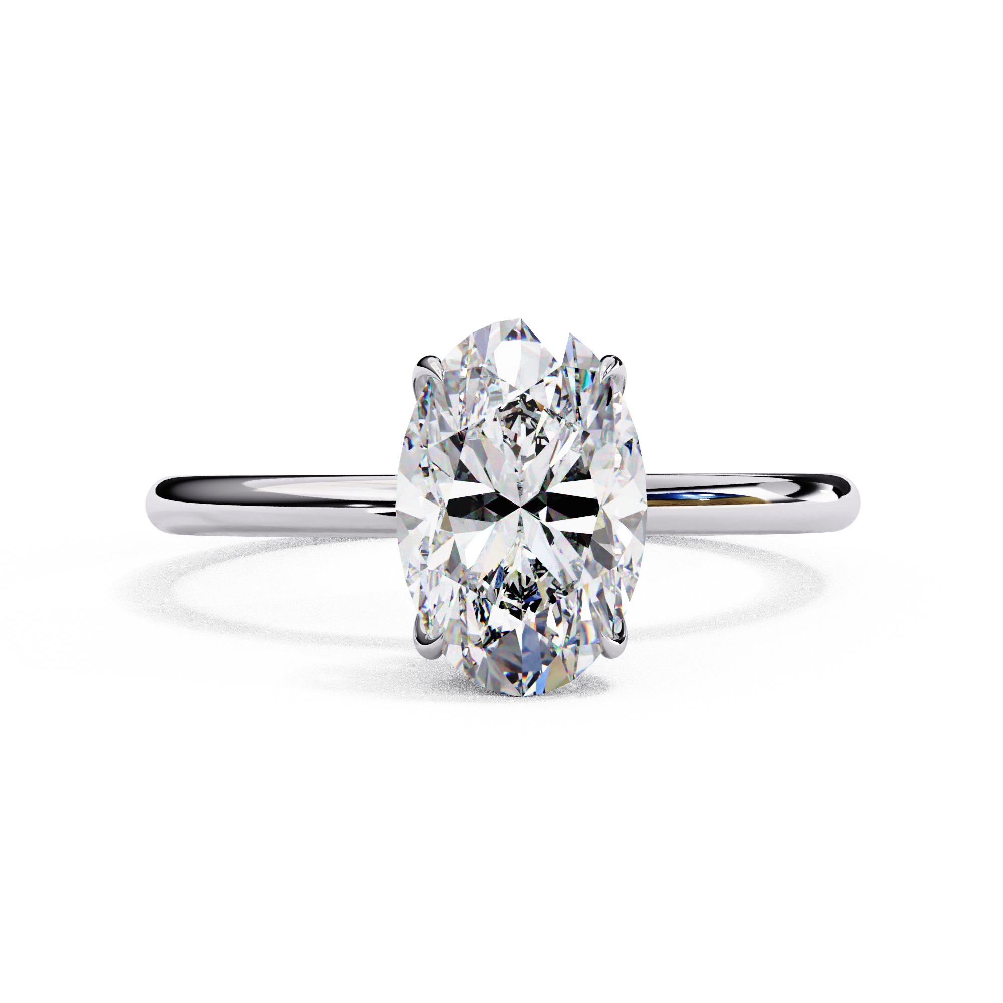 Hidden Halo Oval Diamond Solitaire Ring with Cathedral Gallery