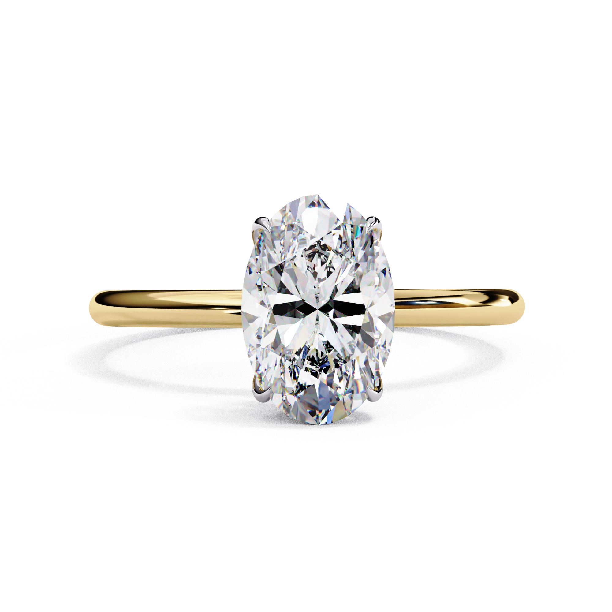Hidden Halo Oval Diamond Solitaire Ring with Cathedral Gallery