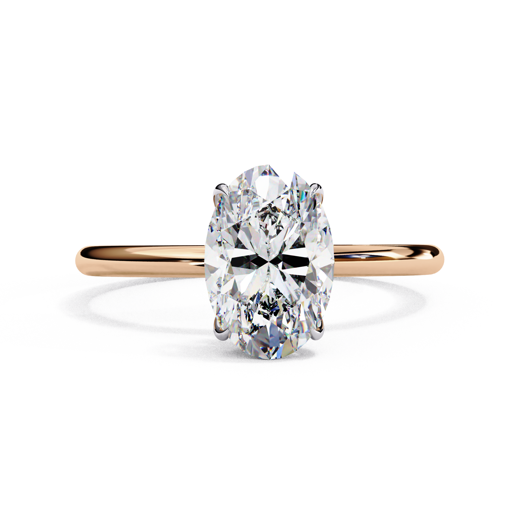 Hidden Halo Oval Diamond Solitaire Ring with Cathedral Gallery