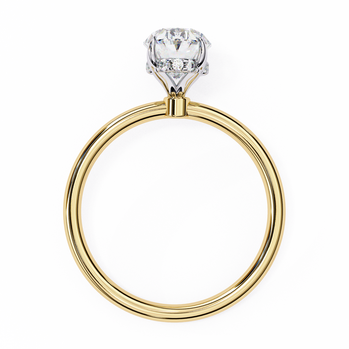 Hidden Halo Oval Diamond Solitaire Ring with Cathedral Gallery