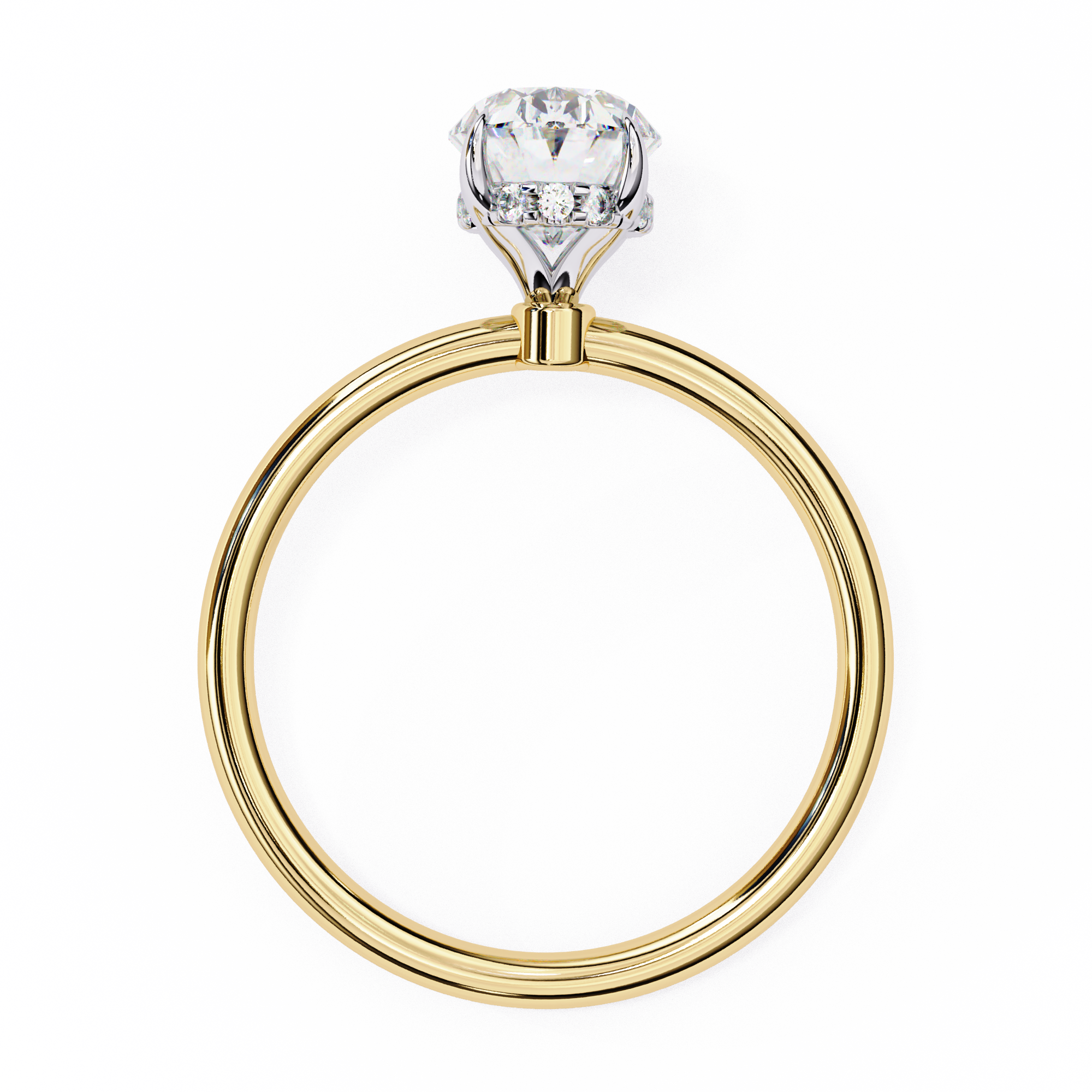 Hidden Halo Oval Diamond Solitaire Ring with Cathedral Gallery