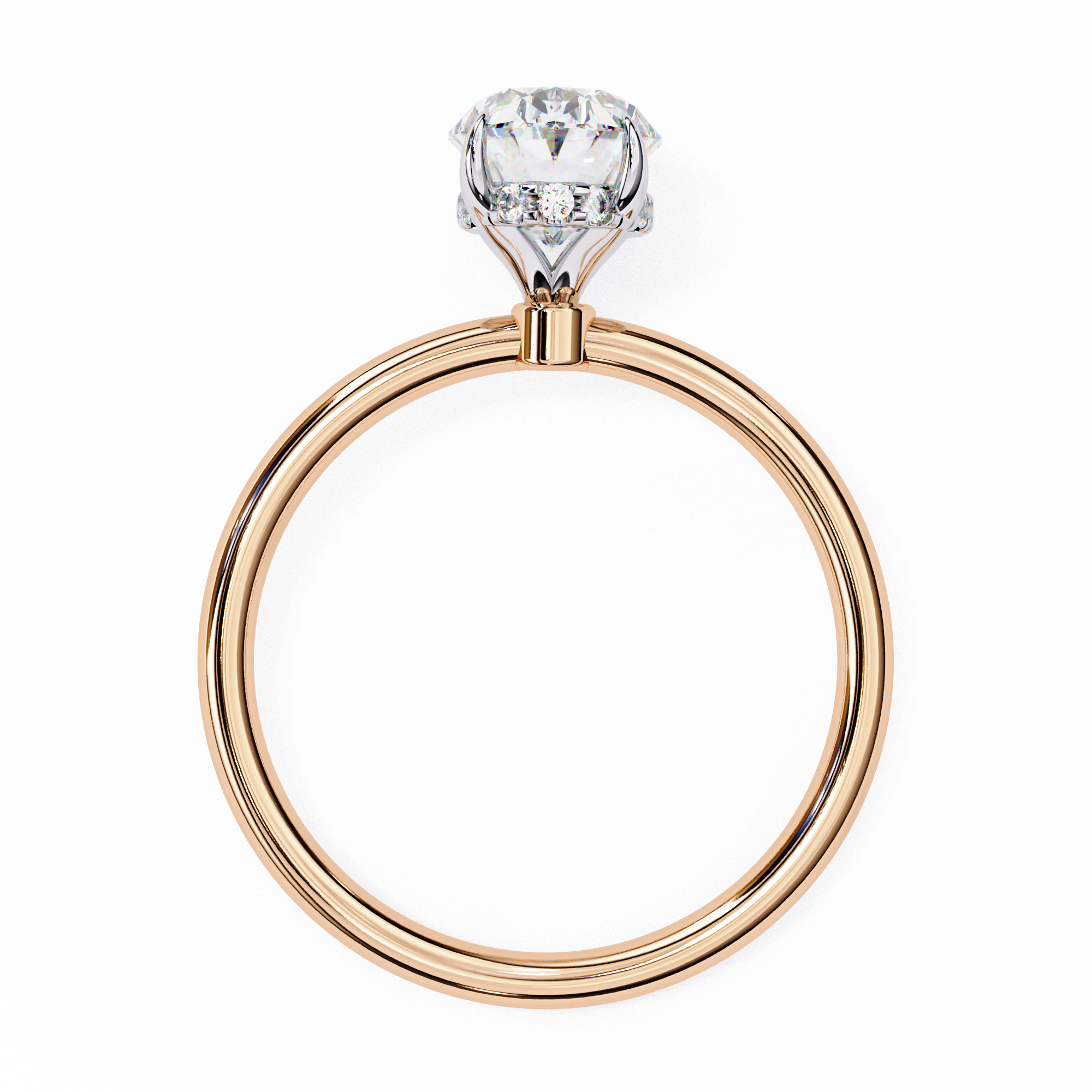 Hidden Halo Oval Diamond Solitaire Ring with Cathedral Gallery