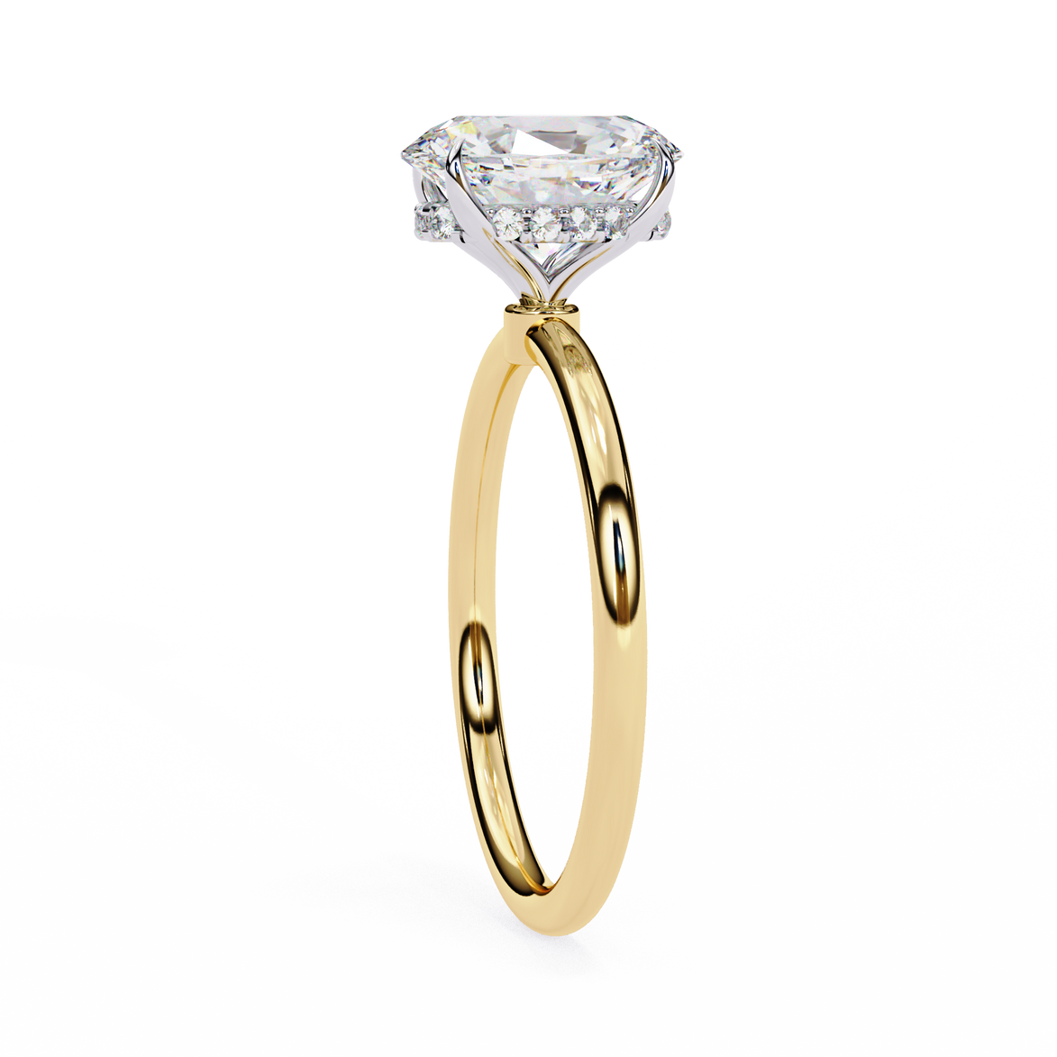 Hidden Halo Oval Diamond Solitaire Ring with Cathedral Gallery
