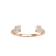 Open Cuff Baguette Diamond Ring | Modern Adjustable Gold Ring
