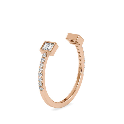 Open Cuff Baguette Diamond Ring | Modern Adjustable Gold Ring
