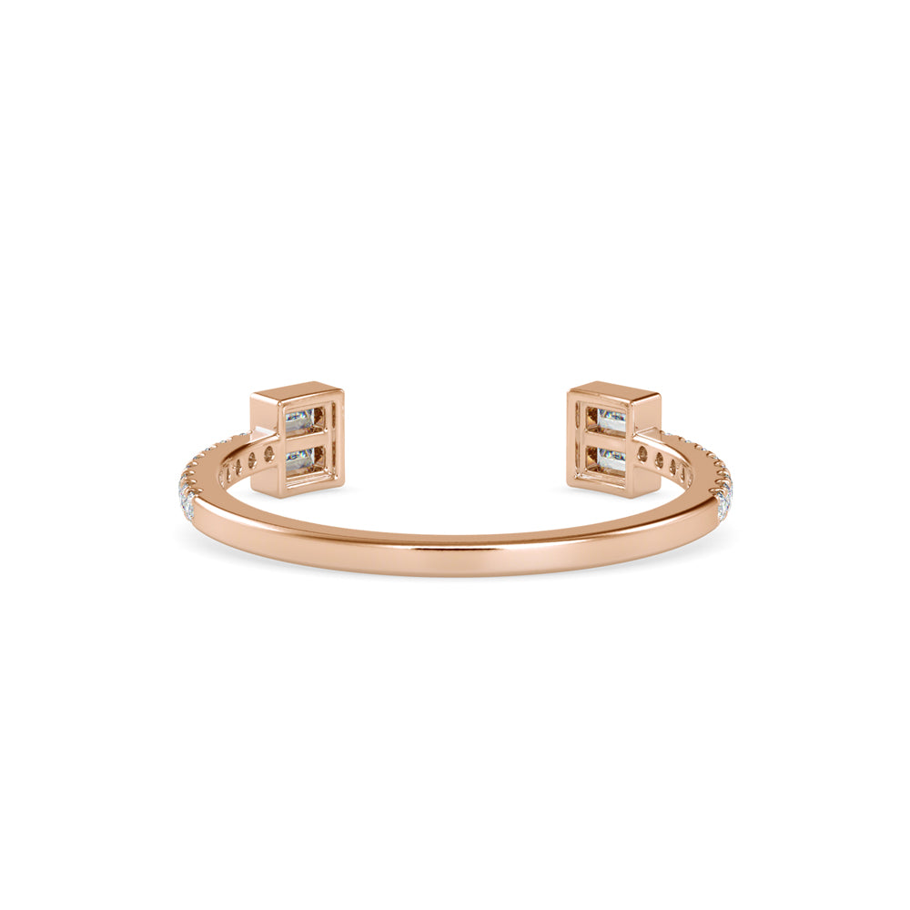 Open Cuff Baguette Diamond Ring | Modern Adjustable Gold Ring