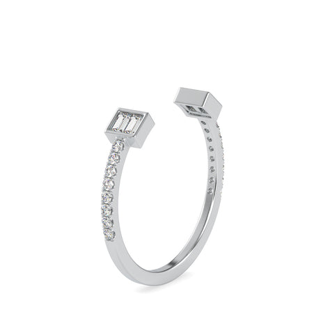 Open Cuff Baguette Diamond Ring | Modern Adjustable Gold Ring