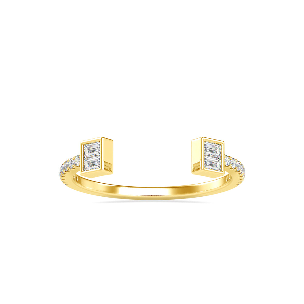 Open Cuff Baguette Diamond Ring | Modern Adjustable Gold Ring