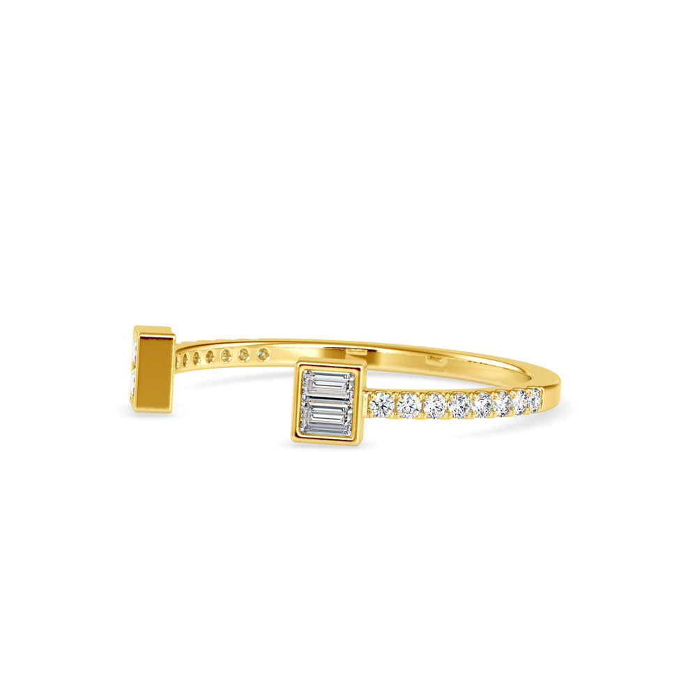 Open Cuff Baguette Diamond Ring | Modern Adjustable Gold Ring
