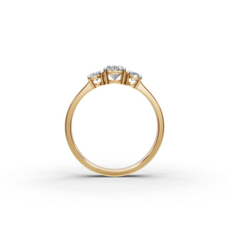 1.01 ct Oval Lab Grown Diamond Three Stone Ring in yellow gold, view 2