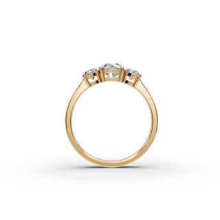 1.01 ct Round Lab Grown Diamond Three Stone Ring in yellow gold, view 2