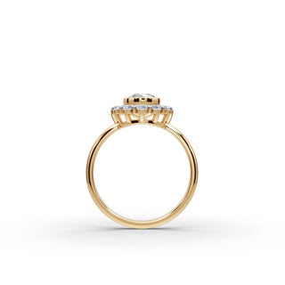 1.18 ct Round Lab Grown Diamond Bezel Halo Engagement Ring in yellow gold, view 2