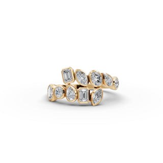1.19 ct Emerald Lab Grown Diamond Statement Ring with Mixed Shape Accents in yellow gold, front view