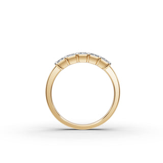 1.25 ct Emerald Lab Grown Diamond Five Stone Band in yellow gold, view 2