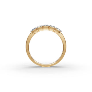 1.25 ct Radiant Lab Grown Diamond Five Stone Band in yellow gold, view 2