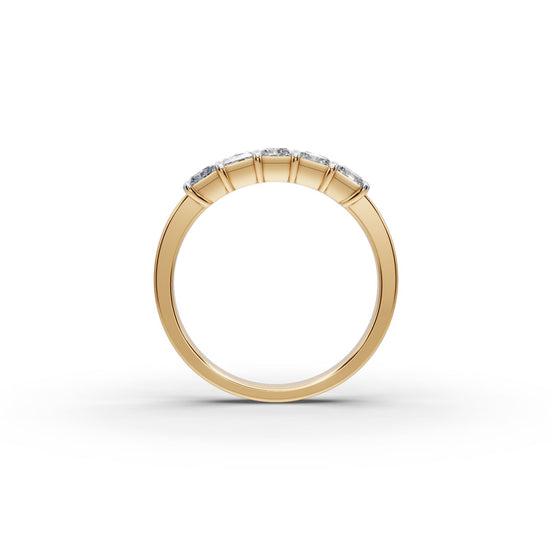 1.25 ct Radiant Lab Grown Diamond Five Stone Band in yellow gold, view 2